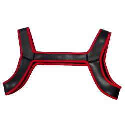 TACKTIMES Herren Wetlook Body Brust Harness Männer Neopren Brustgeschirr Unterhemd Clubwear Weste Shirts Tops (L, Rot) von TACKTIMES