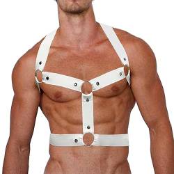 TACKTIMES Männer Body Stretch Harness Brust Harness Nylon Geschirr Herren Unterwäsche Dessous Clubwear (Einheitsgröße, Weiß) von TACKTIMES