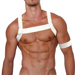 TACKTIMES Männer Body Stretch Harness Brust Nylon Herren Unterwäsche Dessous Clubwear (Einheitsgröße, Weiß Stil A) von TACKTIMES