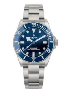 TACTICAL FROG Thorn Uhren für Herren, 39 mm, Titan-Tauchuhr, PT5000, automatisch, mechanisch, Saphirglas, leuchtend, bis 200 m wasserdicht, Blau von TACTICAL FROG
