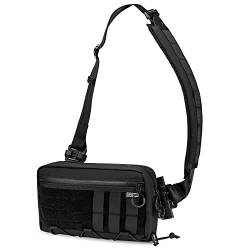 TACTICAL GEEK Cache L3 EDC Sling Bag Chest Crossbody Bag Herren, Umhängetasche Herren, CORDURA Nylon, YKK Reißverschluss, Tactical Schultertasche Brusttasche, Wandern Beidhändiger Gurt, Schwarz von TACTICAL GEEK