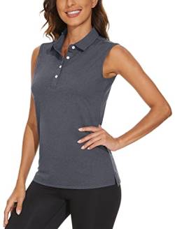 TACVASEN Damen Atmungsaktiv Laufshirts Leichte Yoga Shirts Elastisch Trainingsshirt Frauen Fitness Oberteile, Dunkelgrau, M von TACVASEN