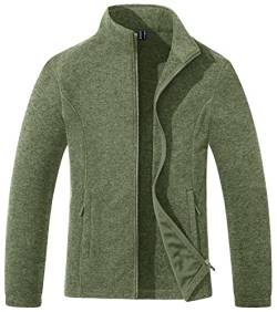 TACVASEN Damen Langarm Jacket Winterjacke Gefüttert Fleecejacke Outdoorjacke Übergangsjacke mit Taschen (L, Armeegrün) von TACVASEN