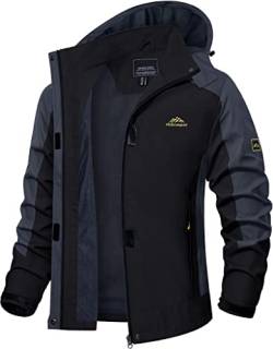 TACVASEN Damen Outdoorjacke Wasserdicht Atmungsaktiv Übergangsjacke Winddicht Jacke Freizeit Funktionsjacke Regenjacke Windjack Windbreaker, Schwarz von TACVASEN