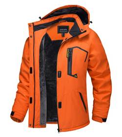 TACVASEN Damen Übergangsjacke Warm Winterjacke Gefüttert Wanderjacke Ski Jacket mit Wasserdichtem Reißverschluss, Orange, S von TACVASEN