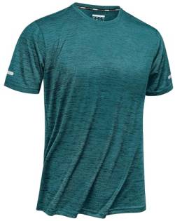 TACVASEN Herren Atmungsaktiv Laufshirts Sommer Lässige T-Shirts Schnell Trocknend Activewear-T-Shirts Sportshirt, Waldgrün, L von TACVASEN