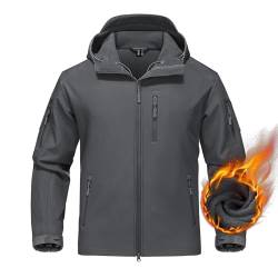 TACVASEN Herren Atmungsaktiv Softshelljacke Wanderjacke Windabweisend Leicht Fleecejacke Allwetterjacke mit Vielen Reißverschlusstaschen, Grau von TACVASEN