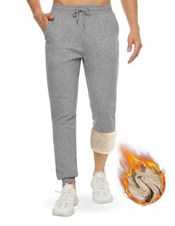 TACVASEN Herren Atmungsaktiv Traininghose Sweat Sporthose Herrenhose Gefütterte Jogger Hose Training Fitness Casual Streetwear, Hellgrau, 32 von TACVASEN