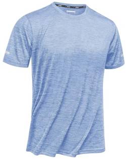 TACVASEN Herren Basic Kurzarm Rundhals Tee Tops Männer Leicht Hemd Sportshirt für Running Jogging Training, Hellblau, 3XL von TACVASEN