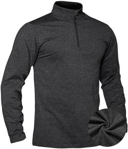 TACVASEN Herren Basic Shirts Ski Sportshirts Laufen Funktionsshirts Winter Warme Tops, Schwarz, XL von TACVASEN