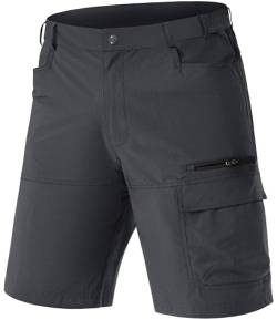 TACVASEN Herren Bermuda Shorts Sommer Halblang Shorts Outdoor Wanderhose Kurz Hose Cargohose Taschen Elastisch Arbeitshose, Dunkelgrau, 32 von TACVASEN