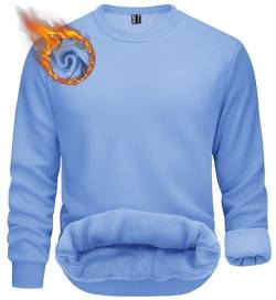 TACVASEN Herren Fleece-Futter Sweatshirts Pullover Hoodie Langarm Shirts Winter Basic Fleecepullover, Hellblau, 3XL von TACVASEN
