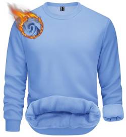 TACVASEN Herren Fleece-Futter Sweatshirts Pullover Hoodie Langarm Shirts Winter Basic Fleecepullover, Hellblau, XL von TACVASEN