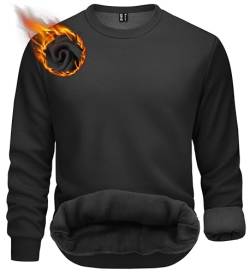 TACVASEN Herren Fleece Hoody Winterpulli Sweat Shirts Langarm Winter Pullover Gefüttert Warm Casual Top, Schwarz, M von TACVASEN