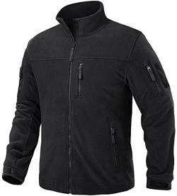 TACVASEN Herren Fleecejacke Military Fleece Army Jacket Warm Jacke Winter für Outdoor (M, Schwarz) von TACVASEN