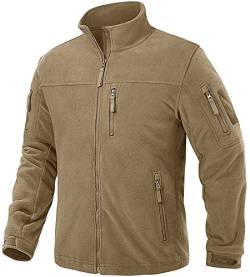 TACVASEN Herren Fleecejacke Military Fleece Army Jacket Warm Jacke Winter für Outdoor (S, Khaki) von TACVASEN