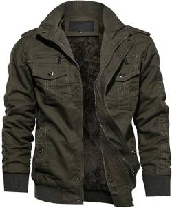 TACVASEN Herren Frühlingsjacke Bomberjacke Winter Fleecejacke Innenfleece Warme Übergangsjacke Winddicht (3XL, Armeegrün) von TACVASEN