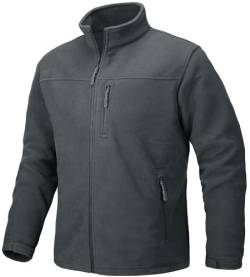 TACVASEN Herren Fürhlingsjacke Sport Fleecejacke Outdoor Warme Übergangsjacke (3XL, Dunkelgrau) von TACVASEN