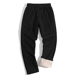 TACVASEN Herren Gefütterte Jogginghose Winter Sporthose Warme Sweathose (36, Schwarz) von TACVASEN