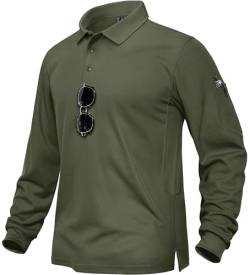 TACVASEN Herren Golf Shirt Leicht Sommershirts Schnelltrocknend Funktionsshirts Casual Polohemd Atmungsaktiv, Armeegrün, M von TACVASEN