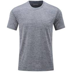 TACVASEN Herren Jogging T-Shirts Schnelltrocknend Kurzarm Rundhalsausschnitt Laufen Workout Gym T-Shirt, Hellgrau, XL von TACVASEN