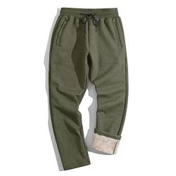 TACVASEN Herren Jogginghose Winter Hose mit Fleecefutter Freizeithose Männer Sporthose mit Kordelzug (38, Armeegrün) von TACVASEN