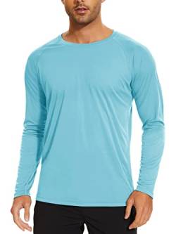 TACVASEN Herren Joggingshirts UV-Shirts Trainingsshirts Laufen Langarm Sportshirts für Sommer Outdoor, Blau See, 3XL von TACVASEN