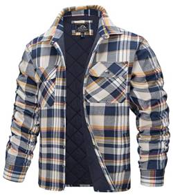 TACVASEN Herren Karierte Hemdjacke Warm Flanellhemd Holzfällerhemd Thermohemd Jacke (XL, Gelb) von TACVASEN