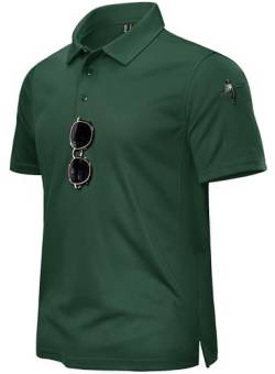 TACVASEN Herren Kurzarm Poloshirts Atmungsaktiv Polo Golf T-Shirts für Outdoor-Aktivitäten, Waldgrün, 3XL von TACVASEN