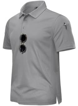 TACVASEN Herren Kurzarm Poloshirts Atmungsaktiv Polo Golf T-Shirts für Outdoor-Aktivitäten (Hellgrau, S) von TACVASEN
