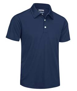 TACVASEN Herren Kurzarm Shirts Freizeithemd Poloshirts Casual Sommer Bequem Tshirts Quick Dry Leicht (XL, Marineblau) von TACVASEN