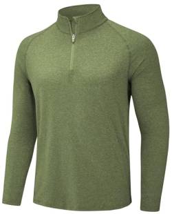 TACVASEN Herren Langarmshirts UV-Schutz UPF 50+ Longsleeve Sonnenschutz Sport Laufshirts (XL, Armeegrün) von TACVASEN