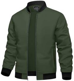 TACVASEN Herren Leichte Blouson Jacke Sommer Fliegerjacke Übergangsjacke Stehkragen Pilotenjacke Bomber Jacket für Männer (XL, Armeegrün) von TACVASEN