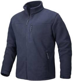 TACVASEN Herren Leichte Übergangsjacke Fleecejacke Microfleece Sweatshirts Full Zip (M, Marineblau) von TACVASEN