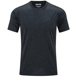 TACVASEN Herren Meliert Sport T-Shirts Kurzarm Schnelltrocknend Athletic Gym Workout Laufen Rundhals, Schwarz, 3XL von TACVASEN