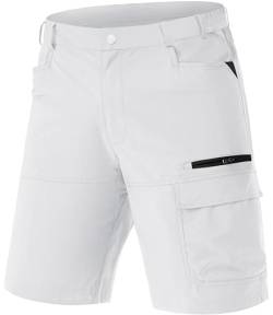 TACVASEN Herren Outdoor Hose Herrenhose Kurz Shorts Sommer Wandern Biker Atmungsaktiv Nylon Bermudas Leicht Freizeithose, Weiß, 38 von TACVASEN