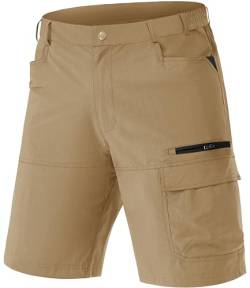 TACVASEN Herren Outdoor Shorts Cargohose Bermuda Lässig Sommerhose Atmungsaktiv Arbeitshose Jagdhose Schnelltrocknend Kletterhose, Khaki, 32 von TACVASEN