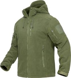 TACVASEN Herren Polarfleece Winter Fleecejacke Warme Olivgrün Full Zip Jacke Übergangsjacke (L, Armeegrün) von TACVASEN