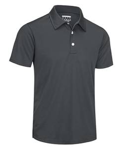 TACVASEN Herren Polo Shirts Tee Shirts Polohemd Leicht Atmungsaktiv Kurzarm Herrenhemd für Männer (3XL, Dunkelgrau) von TACVASEN