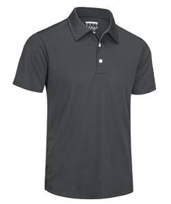 TACVASEN Herren Polo Shirts Tee Shirts Polohemd Leicht Atmungsaktiv Kurzarm Herrenhemd für Männer (S, Dunkelgrau) von TACVASEN