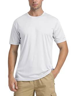 TACVASEN Herren Rash Guard Shirts Running Basic Tee Rundhalsausschnitt Quick Dry T-Shirt, Weiß, 3XL von TACVASEN