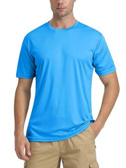 TACVASEN Herren Rashguard Sport T-Shirt O-Ausschnitt Classic Short-Sleeve Casual Sommer, Azurblau, L von TACVASEN