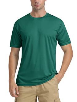 TACVASEN Herren Short Sleeve T-Shirt Swim Shirts UV-Sonnenschutz Atmungsaktiv Schnell Trocknend, Smaragdgrün, M von TACVASEN