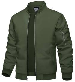 TACVASEN Herren Sommer Atmungsaktiv Windjacke Winddicht Übergangsjacke Full Zip mit Tasche (S, Armeegrün) von TACVASEN