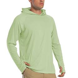 TACVASEN Herren Sommer Langarm Hoodie Leicht Atmungsaktiv Trainingsshirts T-Shirts Lange Shirts, Hellgrün, 3XL von TACVASEN