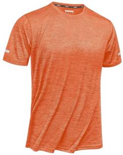 TACVASEN Herren Sport T-Shirt Leitcht Sommershirts Freizeit Beach Shirts Shortsleeve Trainingsshirt Jogging, Orange, 3XL von TACVASEN