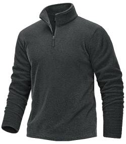 TACVASEN Herren Sportshirts Fleece Langarmshirts Joggingshirts Laufen Gym Fitness Tops 1/4 Zip Pullover (L, Schwarz) von TACVASEN