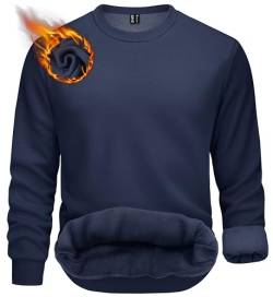 TACVASEN Herren Sweatshirts Winter Warme Hoodie Freizeit Shirts Langarm Fleece Oberteile für Männer Sportshirts, Navy, L von TACVASEN