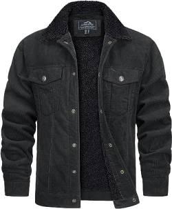 TACVASEN Herren Übergangsjacke Cargo Jacke Winter Fleecefutter Gefütterte Freizeitjacke mit Taschen, Dunkelgrau, 3XL von TACVASEN