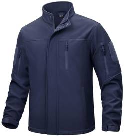 TACVASEN Herren Übergangsjacke Frühlingsjacke Outdoor Männer Soft Shell Jacket Winddicht Wasserdicht (3XL, Marineblau) von TACVASEN